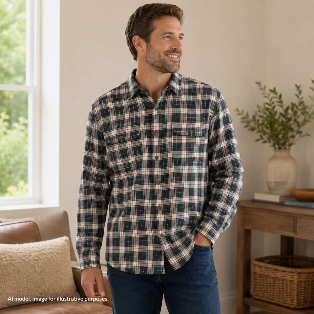 Filson Shirt Mens 2XL Green Plaid Flannel Button Up Long Sleeve Cotton Outdoor